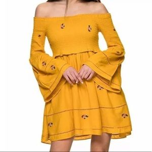 Free People Embroidered Off-the-Shoulder Dress